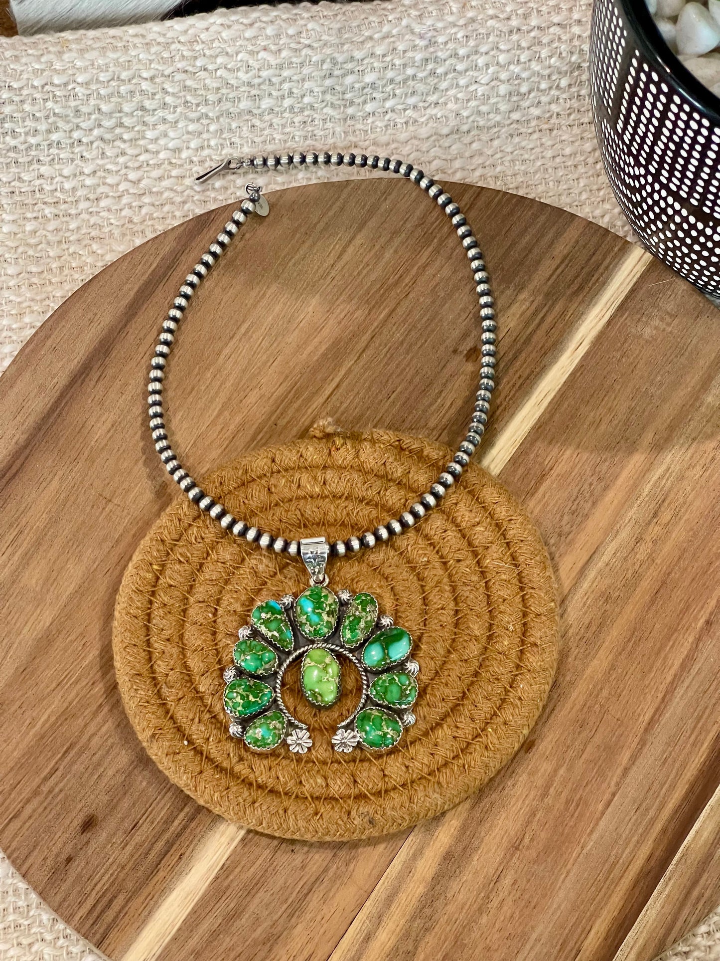 Handmade Sterling Silver & Sonoran Gold Turquoise Naja Cluster Pendant