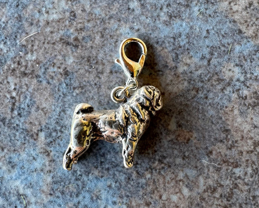 Handcrafted Sterling Silver Pug Dog Charm
