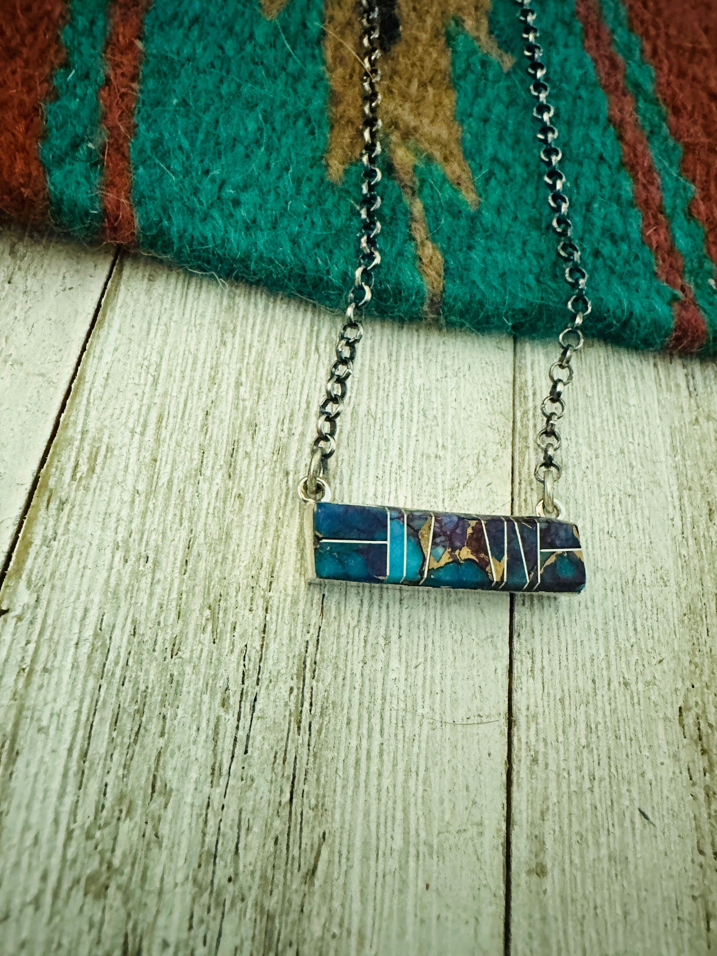 Handcrafted Purple Mojave & Sterling Silver Inlay Bar Necklace