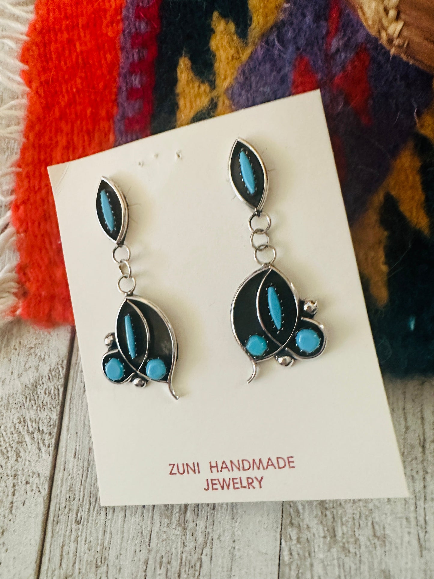 Handcrafted Sterling Silver & Turquoise Shadowbox Dangle Earrings