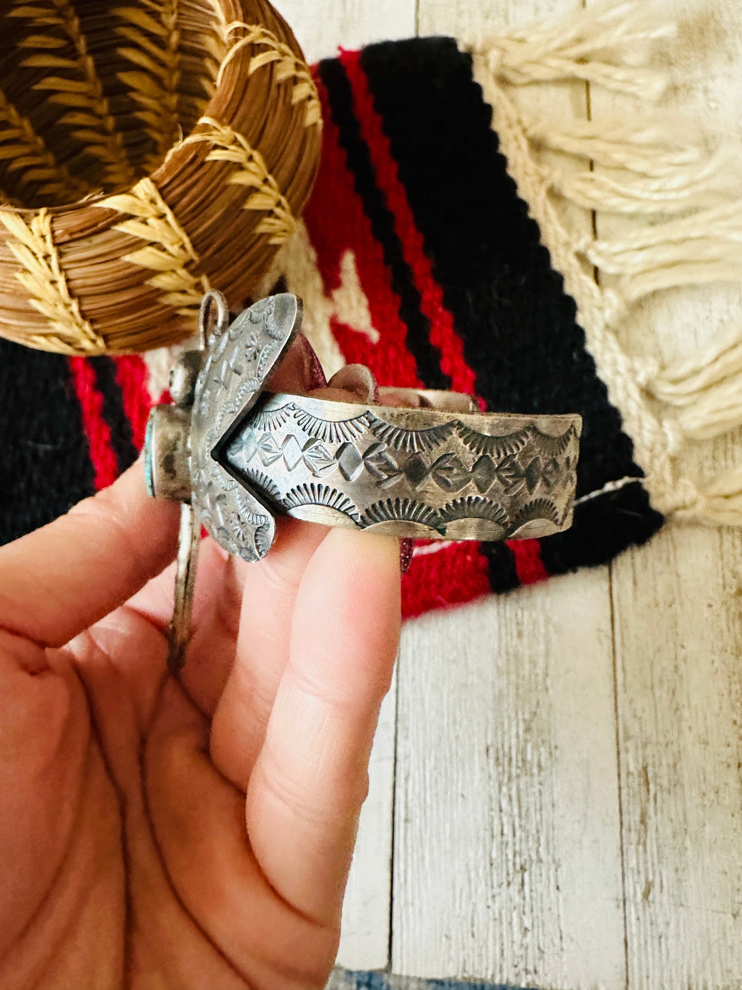 Handcrafted Turquoise & Sterling Silver Dragonfly Cuff Bracelet