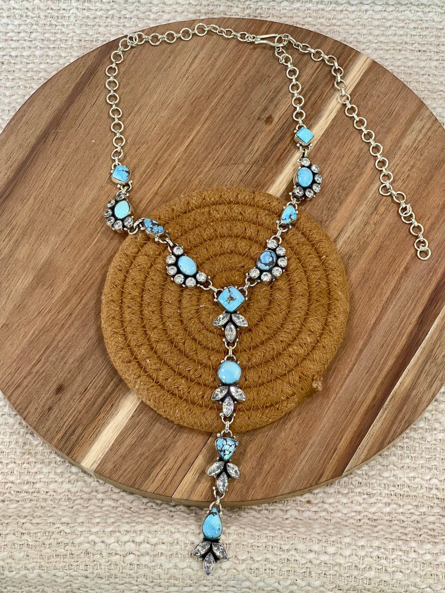Handcrafted Sterling Silver, Golden Hills & CZ Necklace