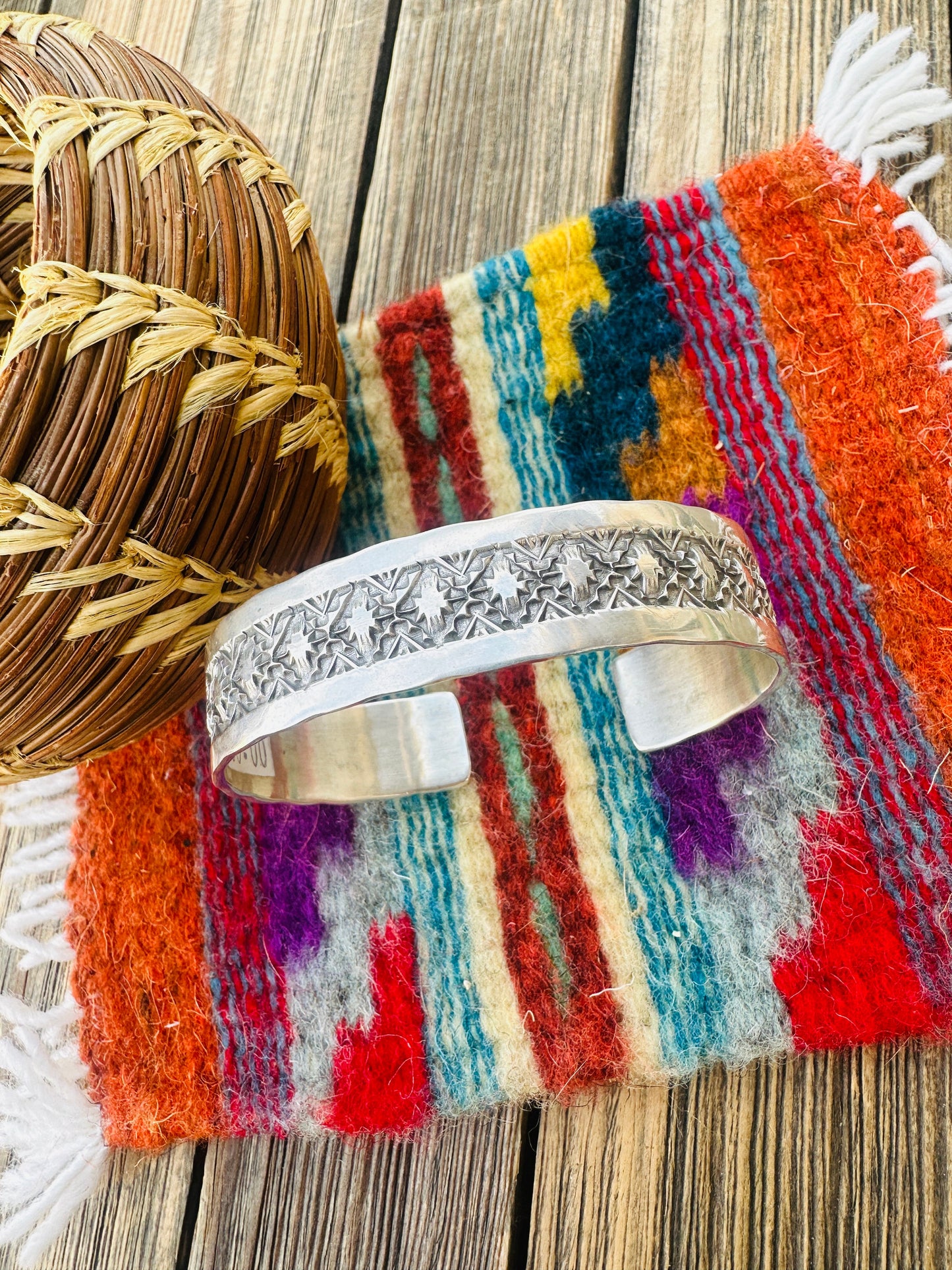 Handcrafted Sterling Silver Cuff Bracelet By Adrian Reeves Long