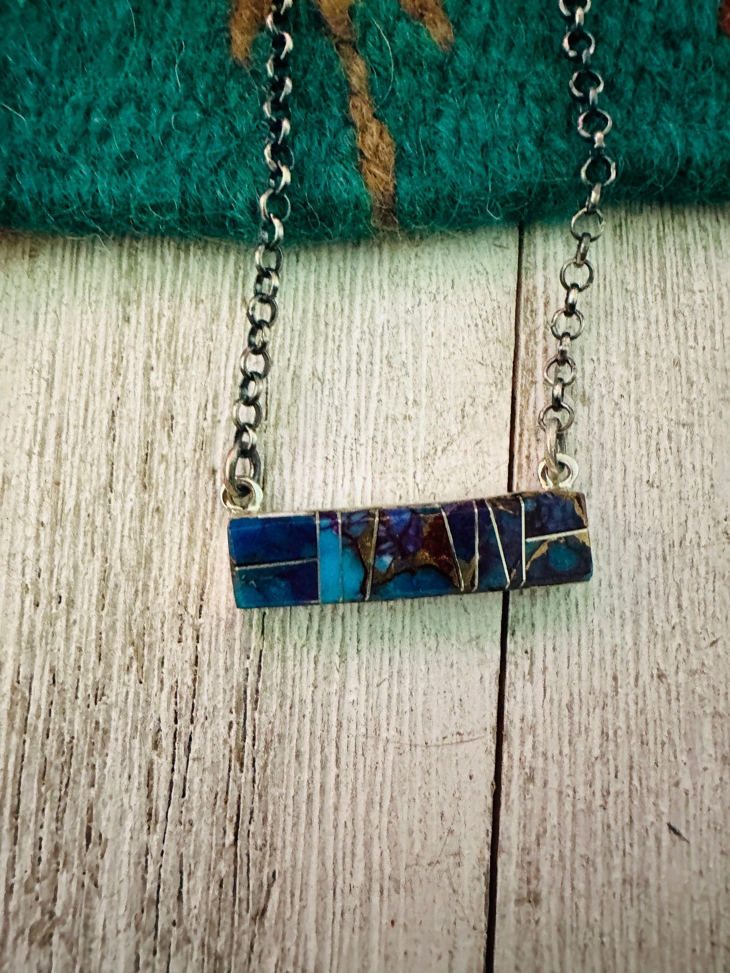 Handcrafted Purple Mojave & Sterling Silver Inlay Bar Necklace