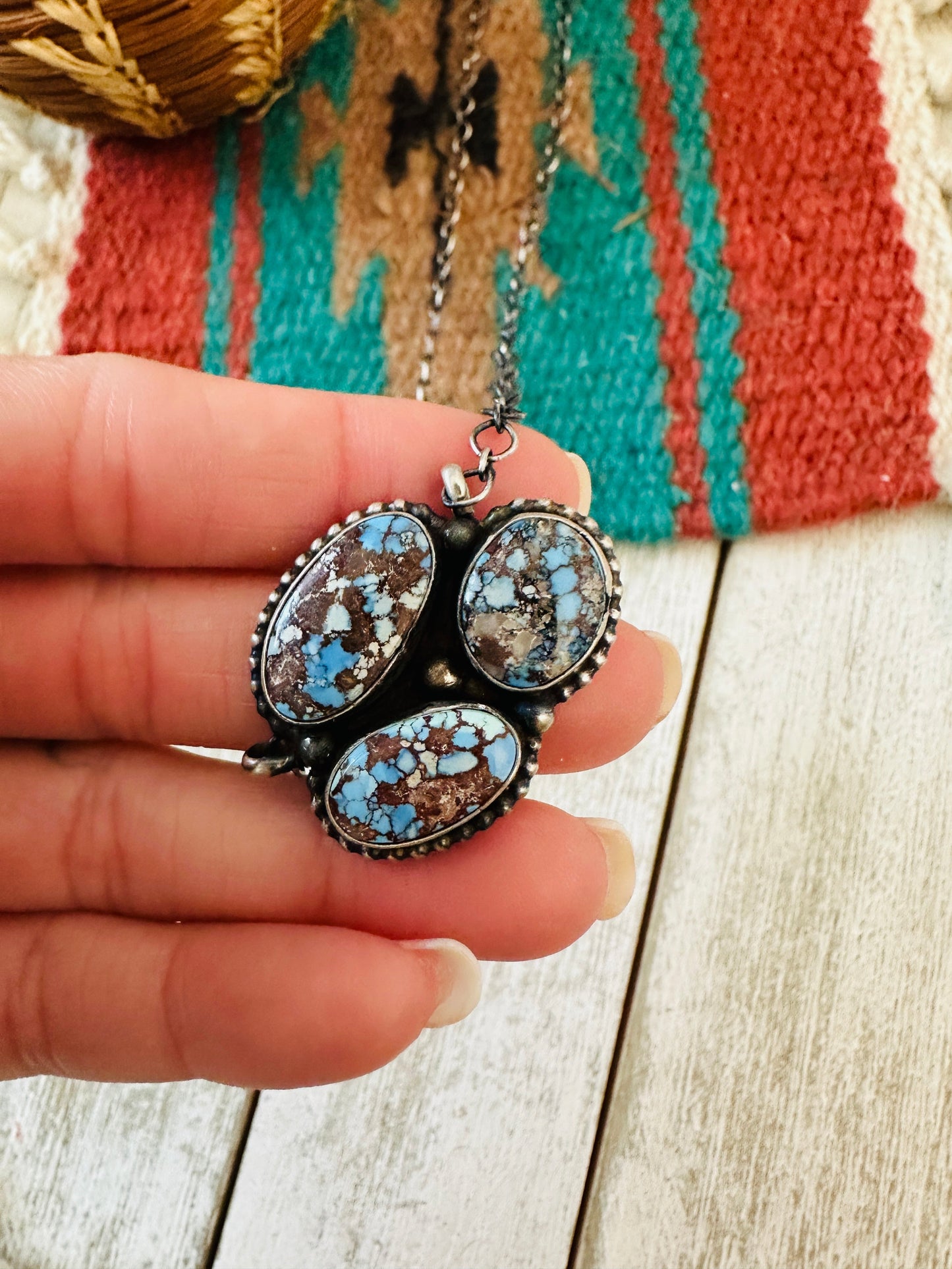 Handcrafted Sterling Silver & Golden Hills Turquoise Cluster Necklace