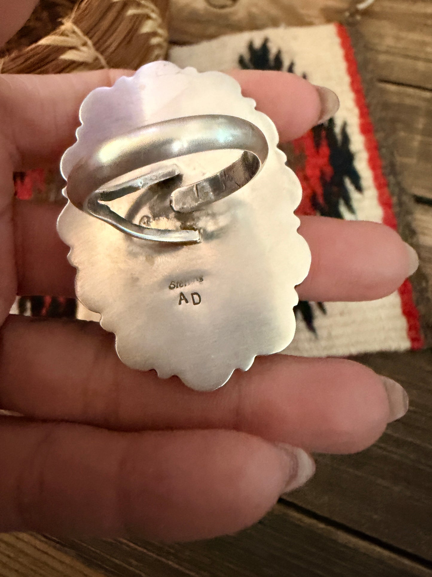 Handcrafted Kingman Turquoise & Sterling Silver Cluster Adjustable Ring by Aaron David