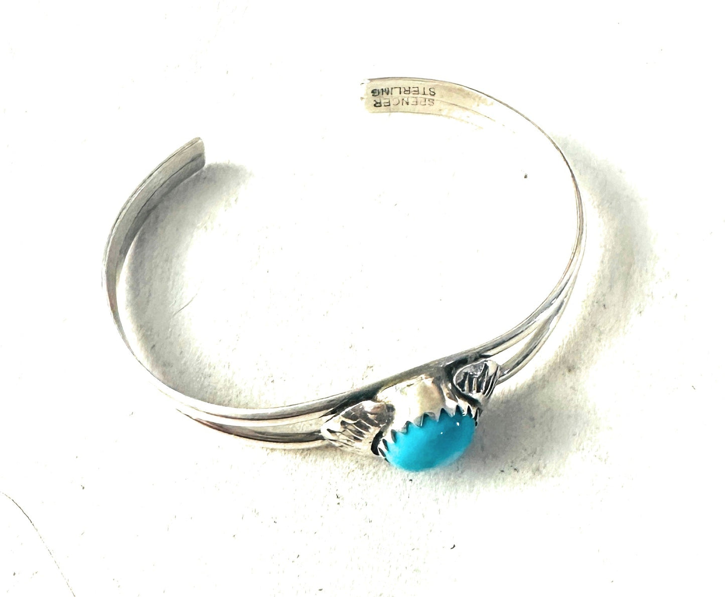 Navajo Sterling Silver & Turquoise Baby Cluster Cuff Bracelet