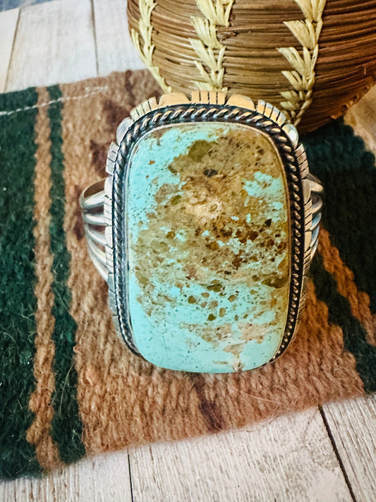 Handcrafted Sterling Silver & Number 8 Turquoise Cuff Bracelet