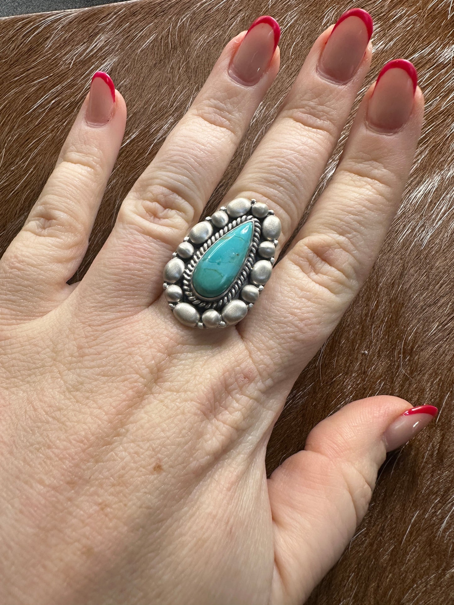 Handmade Turquoise & Sterling Silver Ball Adjustable Ring