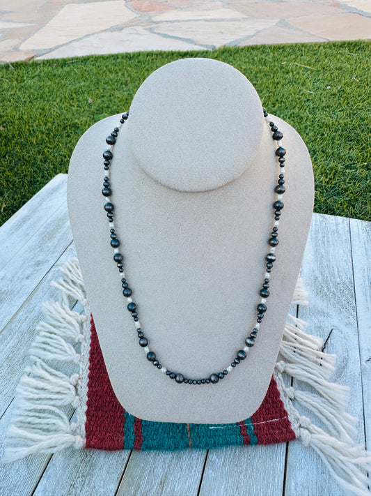 Handcrafted Sterling Silver Pearl & Freshwater Pearl 18” Beaded Necklace