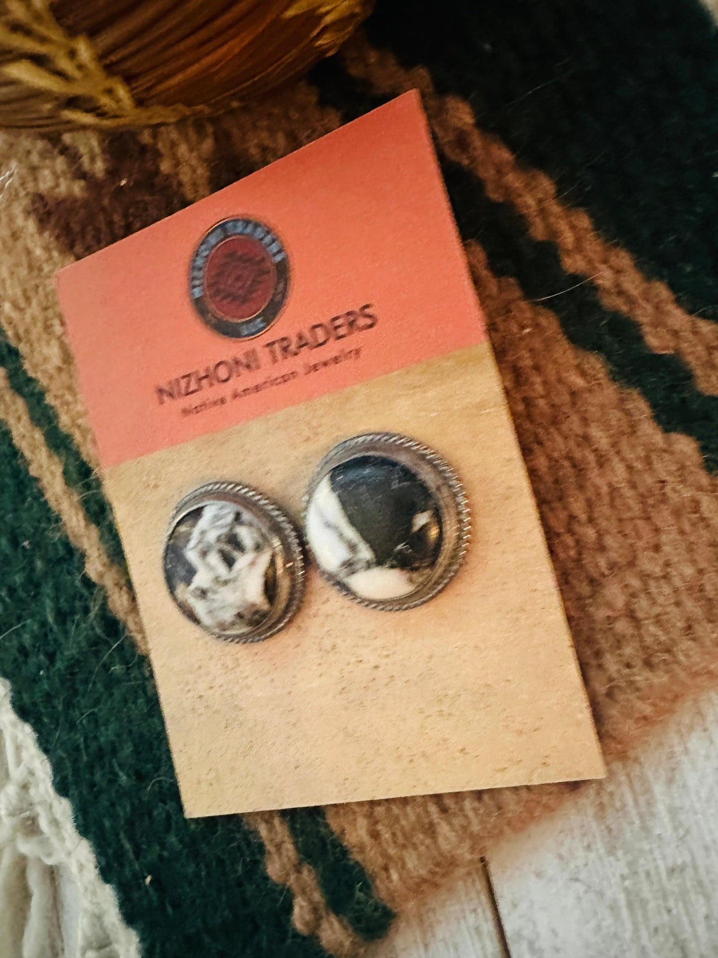 Handcrafted White Buffalo & Sterling Silver Post Earrings