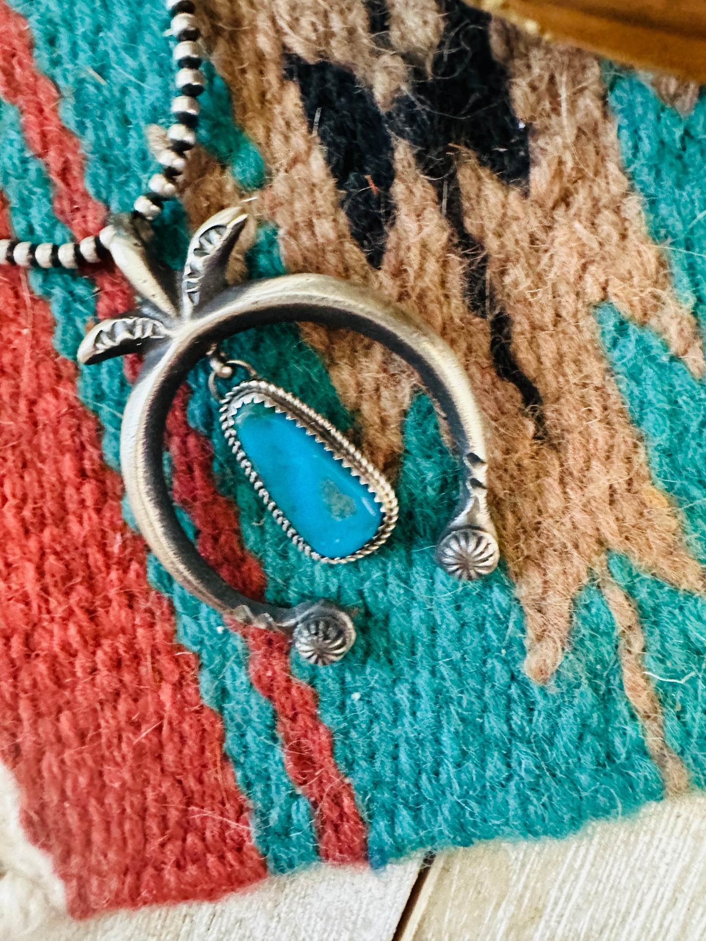Handcrafted Sterling Silver & Turquoise Naja Pendant by Martha Cayatineto