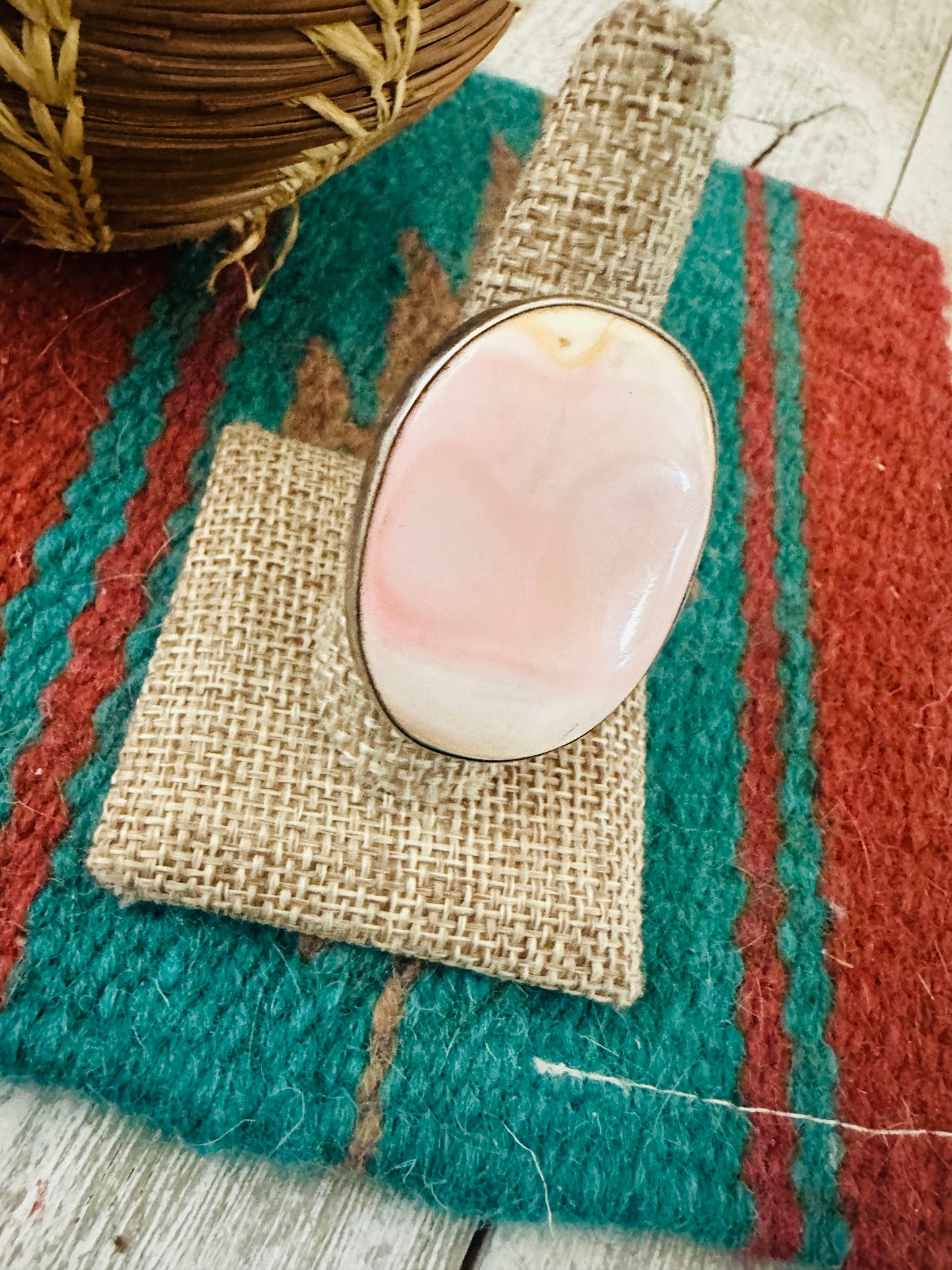 Handcrafted Old Pawn Sterling Silver & Queen Pink Ring Size 10.5