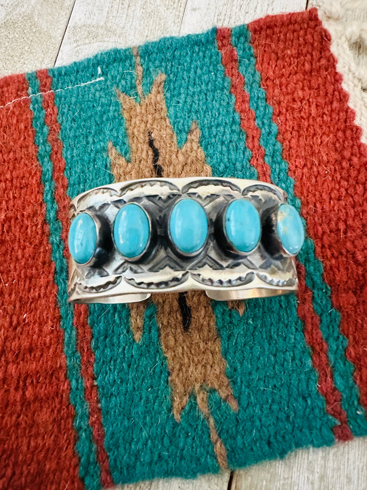 Handcrafted Sterling Silver & Turquoise Cuff Bracelet by Chimney Butte /