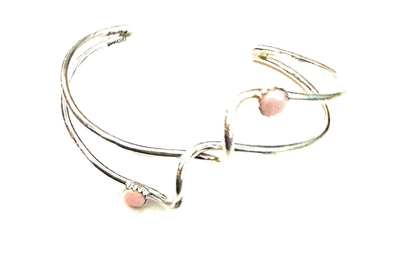 Navajo Queen Pink Conch Shell & Sterling Silver Cuff Bracelet