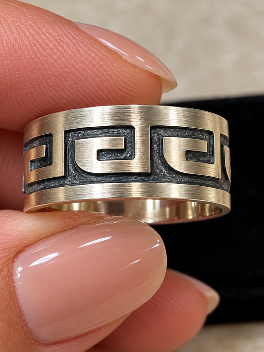 Handcrafted Sterling Silver Tribal Ring Size 10.25