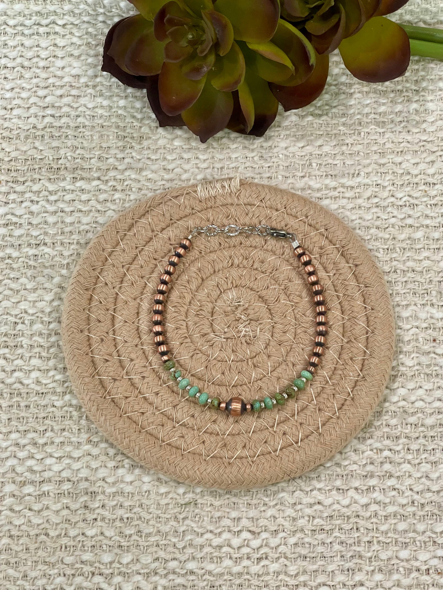 Handmade Copper & Turquoise Beaded Bracelet