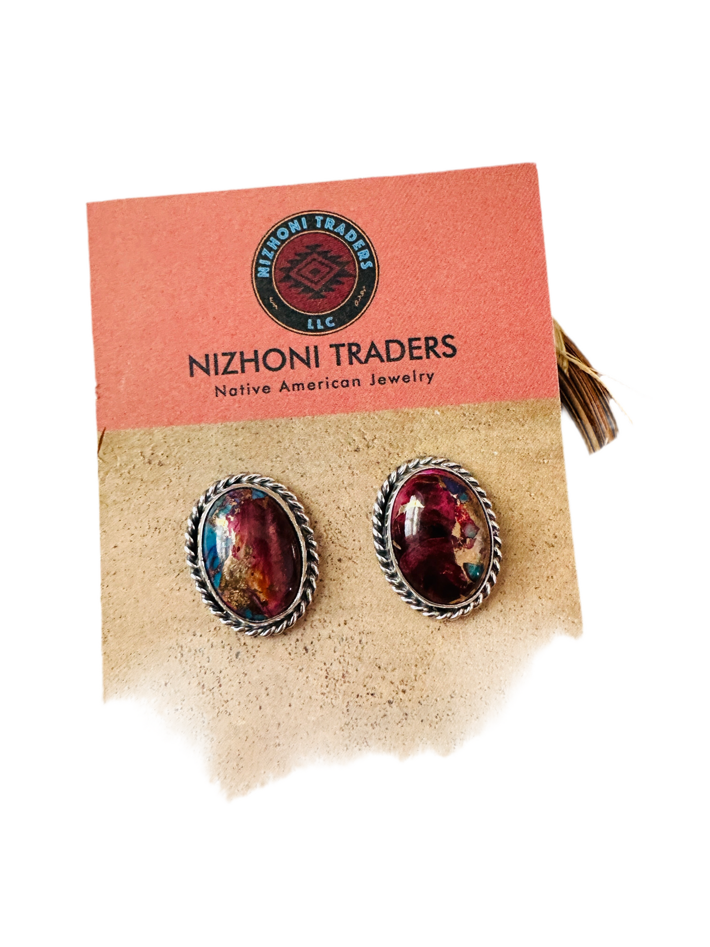 Handcrafted Pink Dream Mojave and Sterling Silver Post Earrings