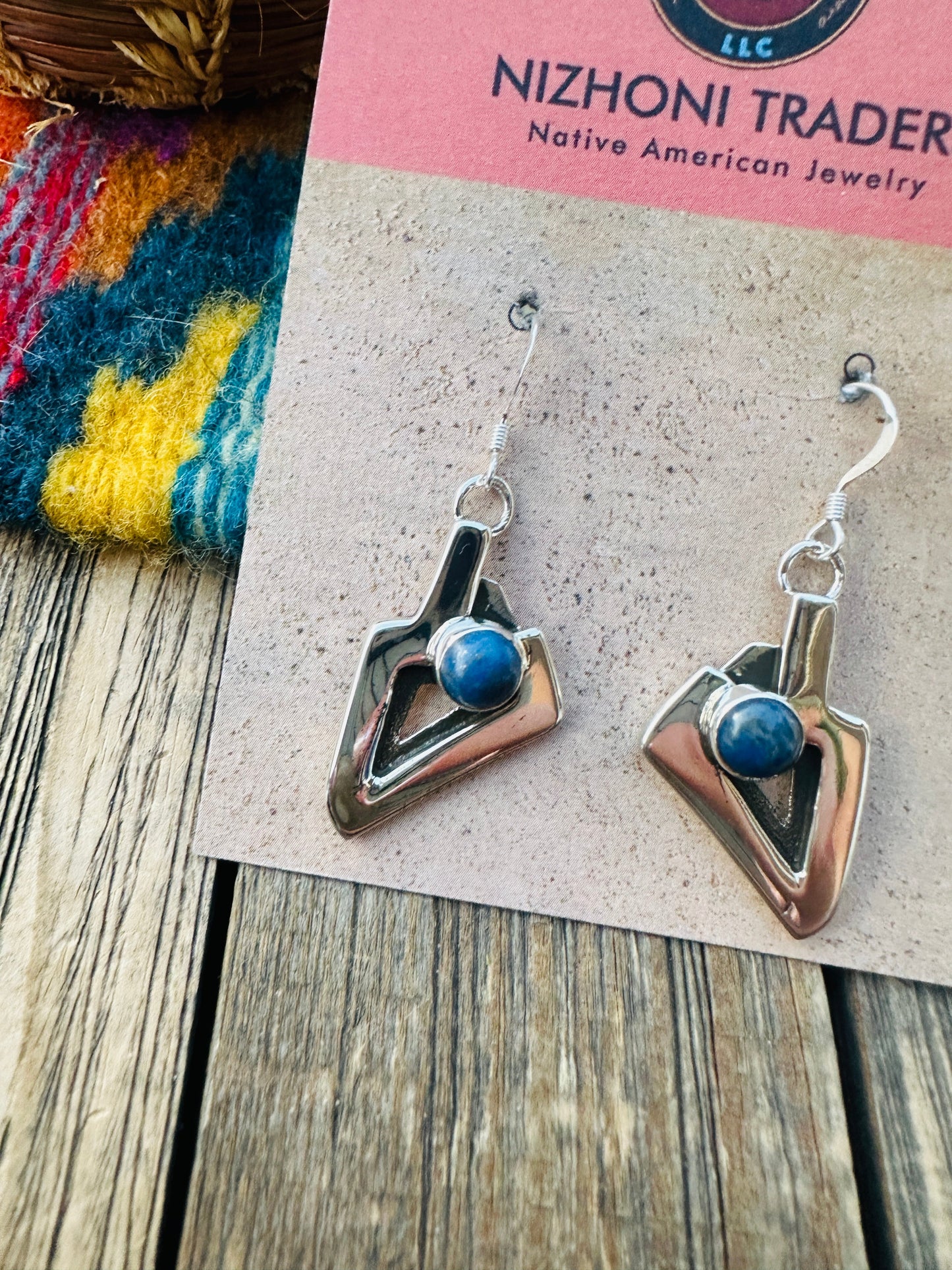 Handcrafted Lapis & Sterling Silver Dangle Earrings