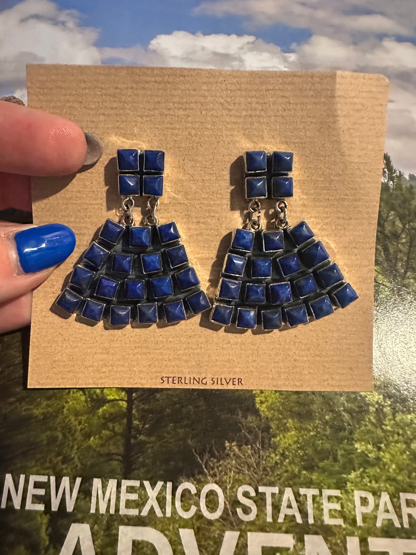 Beautiful Handmade Lapis Dangle Earrings By Dan Dodson