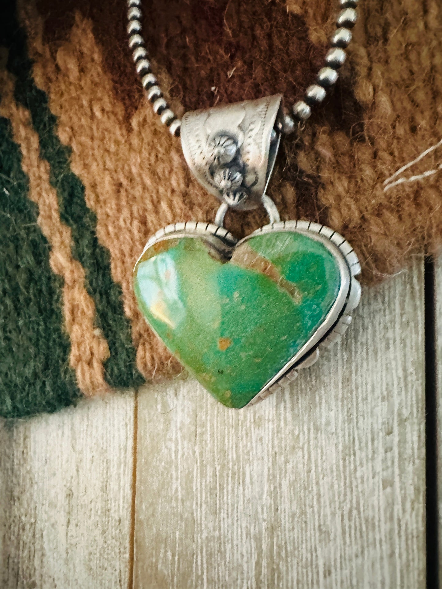 Handmade Turquoise & Sterling Silver Heart Pendant