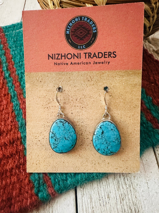 Handcrafted Turquoise And Sterling Silver Dangle Earrings