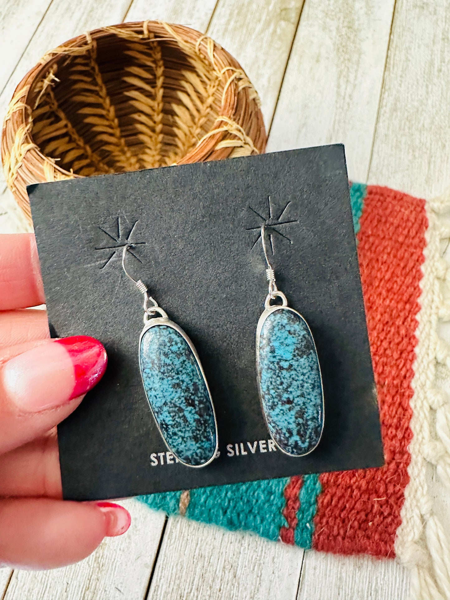 Handcrafted Turquoise & Sterling Silver Dangle Earrings