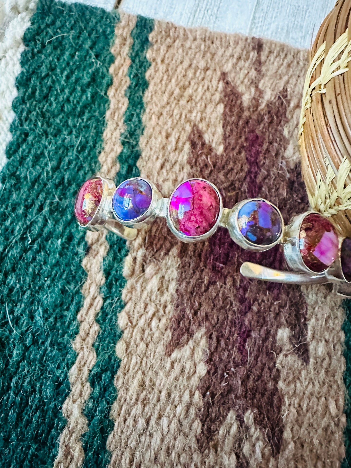 Handcrafted Sterling Silver & Pink Dream Mojave Cuff Bracelet