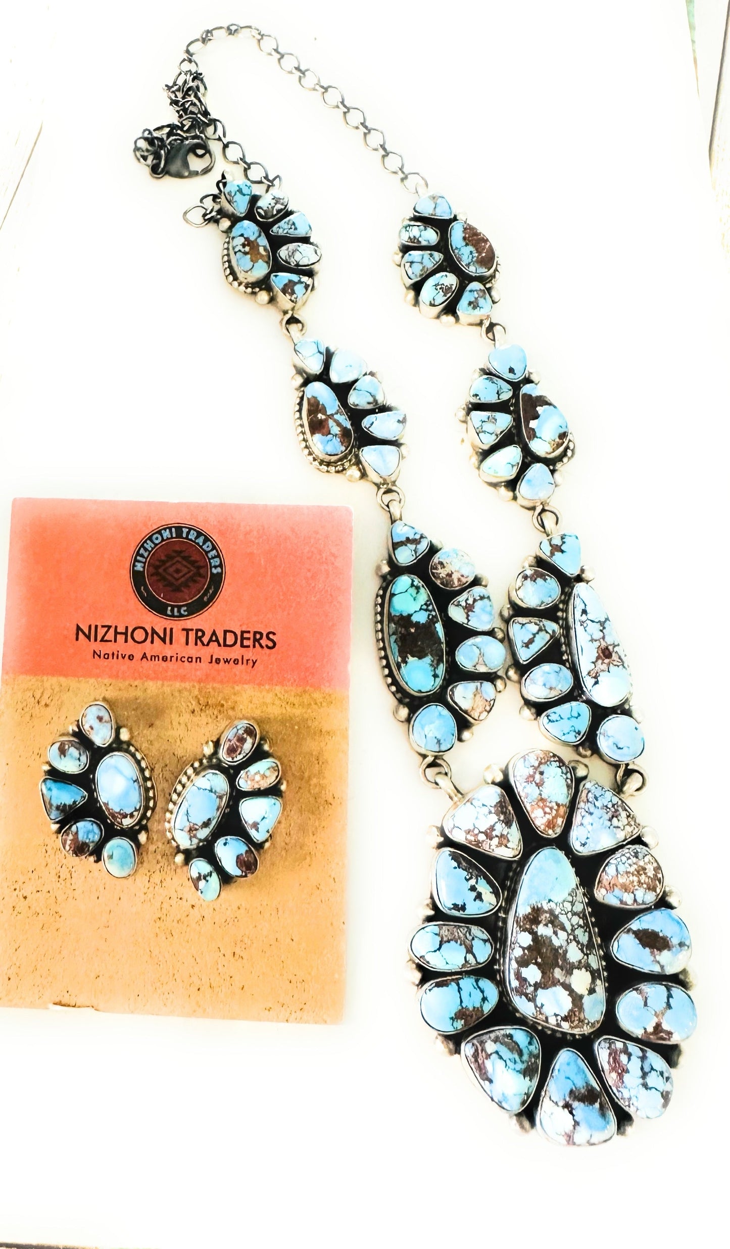 Navajo Golden Hills Turquoise & Sterling Silver Necklace Set