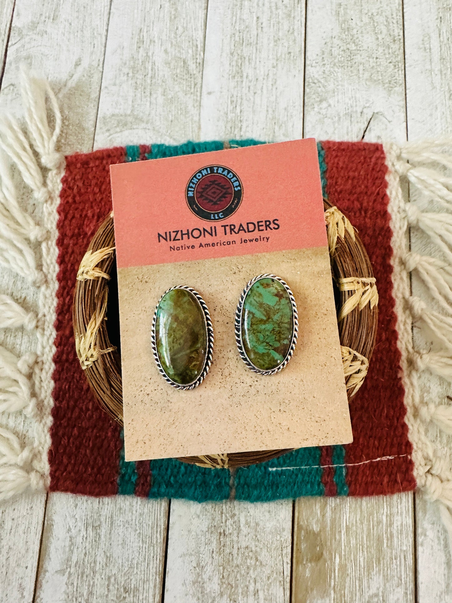 Handcrafted Turquoise & Sterling Silver Post Earrings