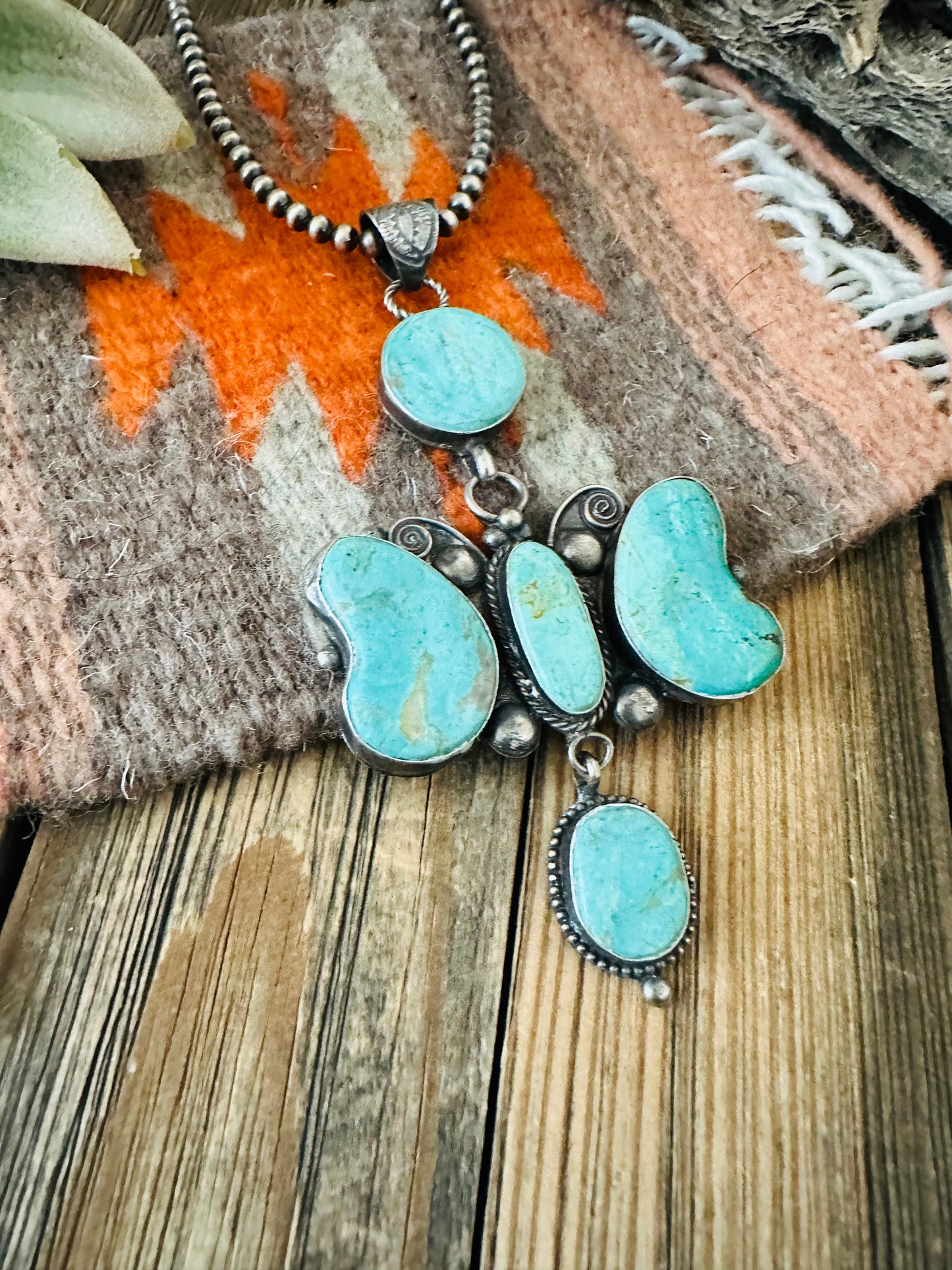 Handcrafted Royston Turquoise and Sterling Silver Pendant by Jacqueline Silver