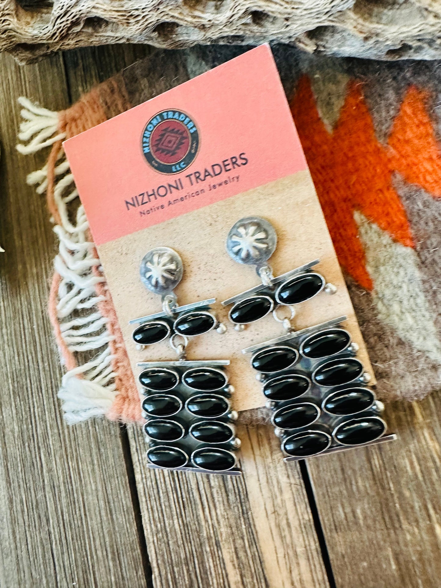 Handcrafted Onyx & Sterling Silver Dangle Earrings