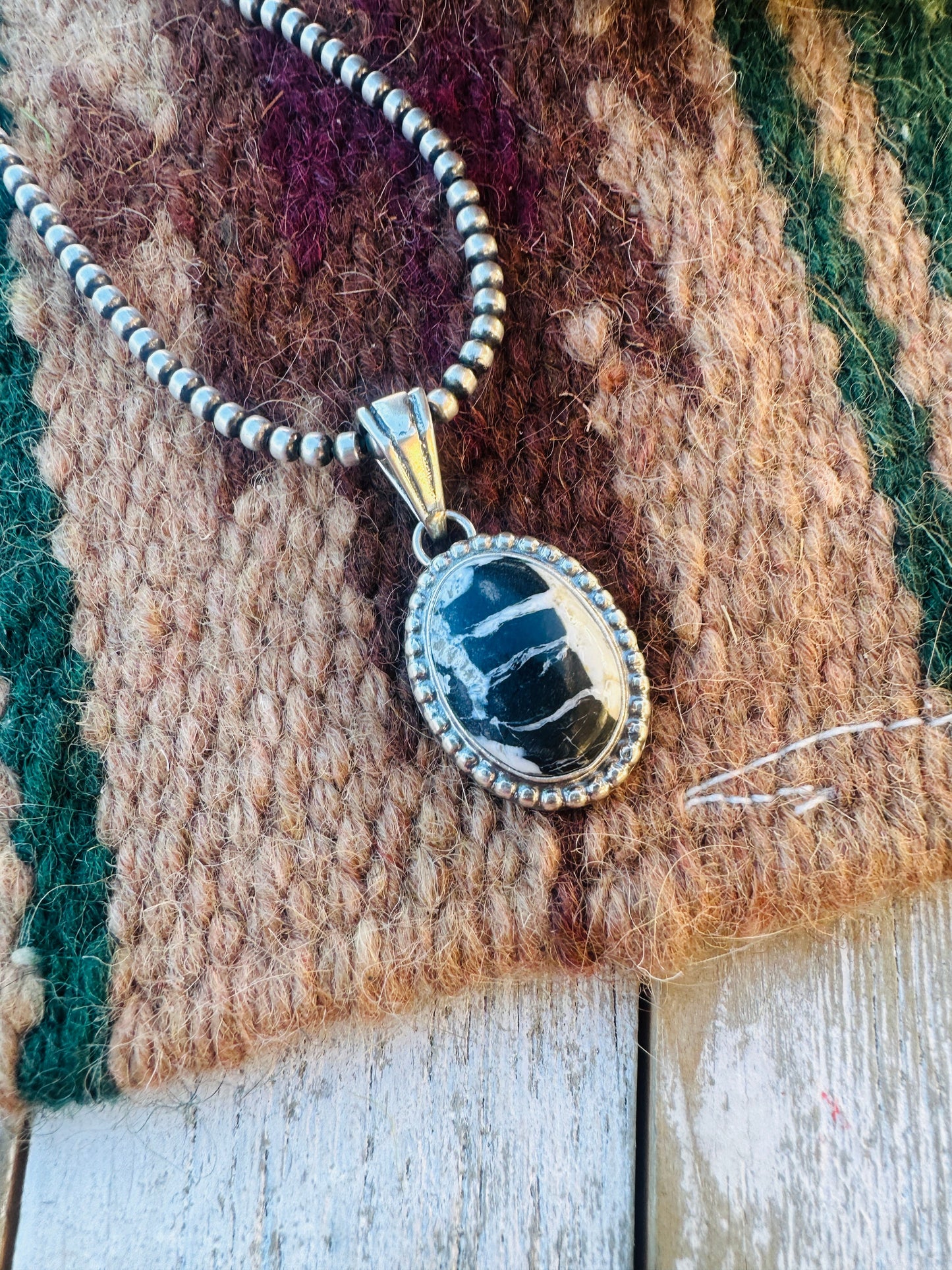 Handcrafted Sterling Silver & White Buffalo Pendant
