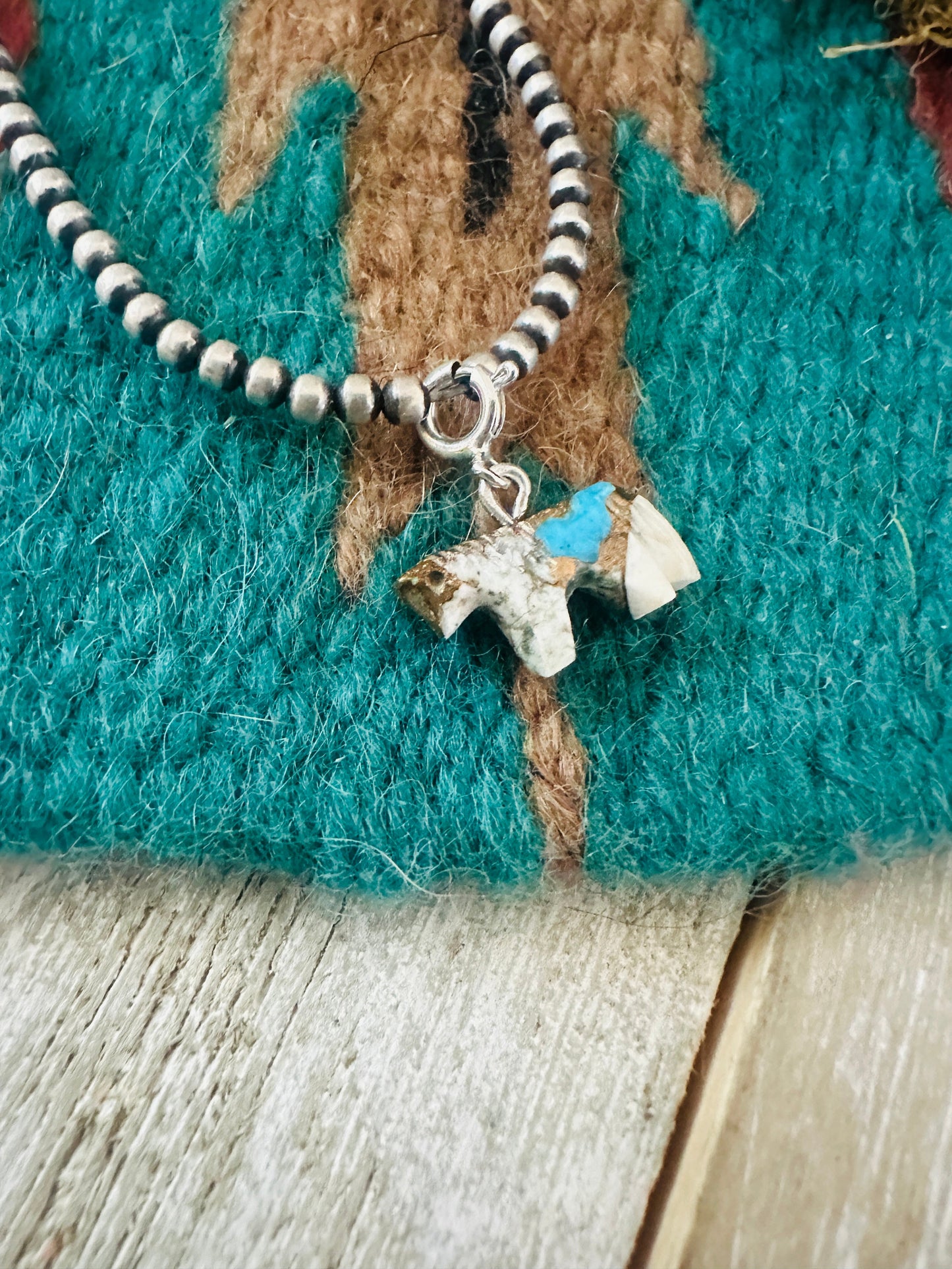 Handcrafted & Hand Carved Blue Mojave Horse Charm
