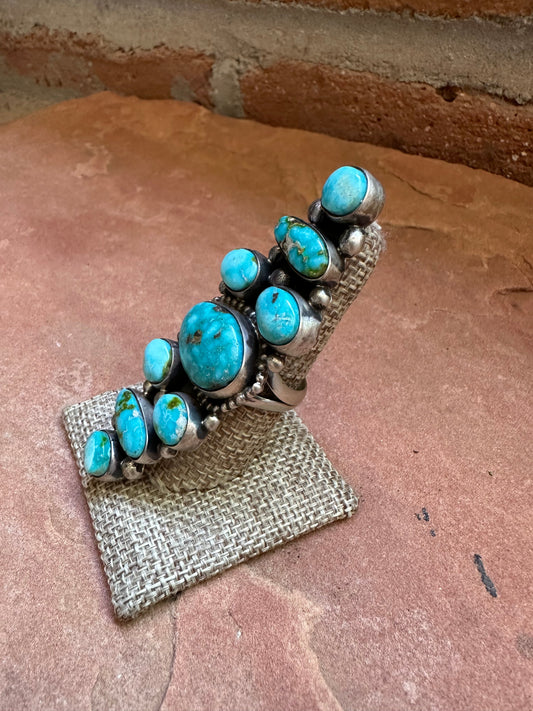 Handcrafted Blue BirdTurquoise & Sterling Silver Ring Size 8.5 Signed