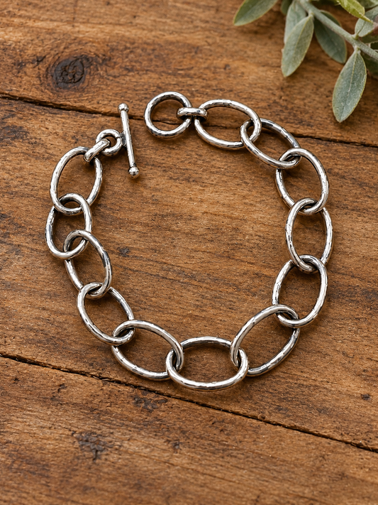 Handmade Beautiful Sterling Silver Chain Link Bracelet 8 inch