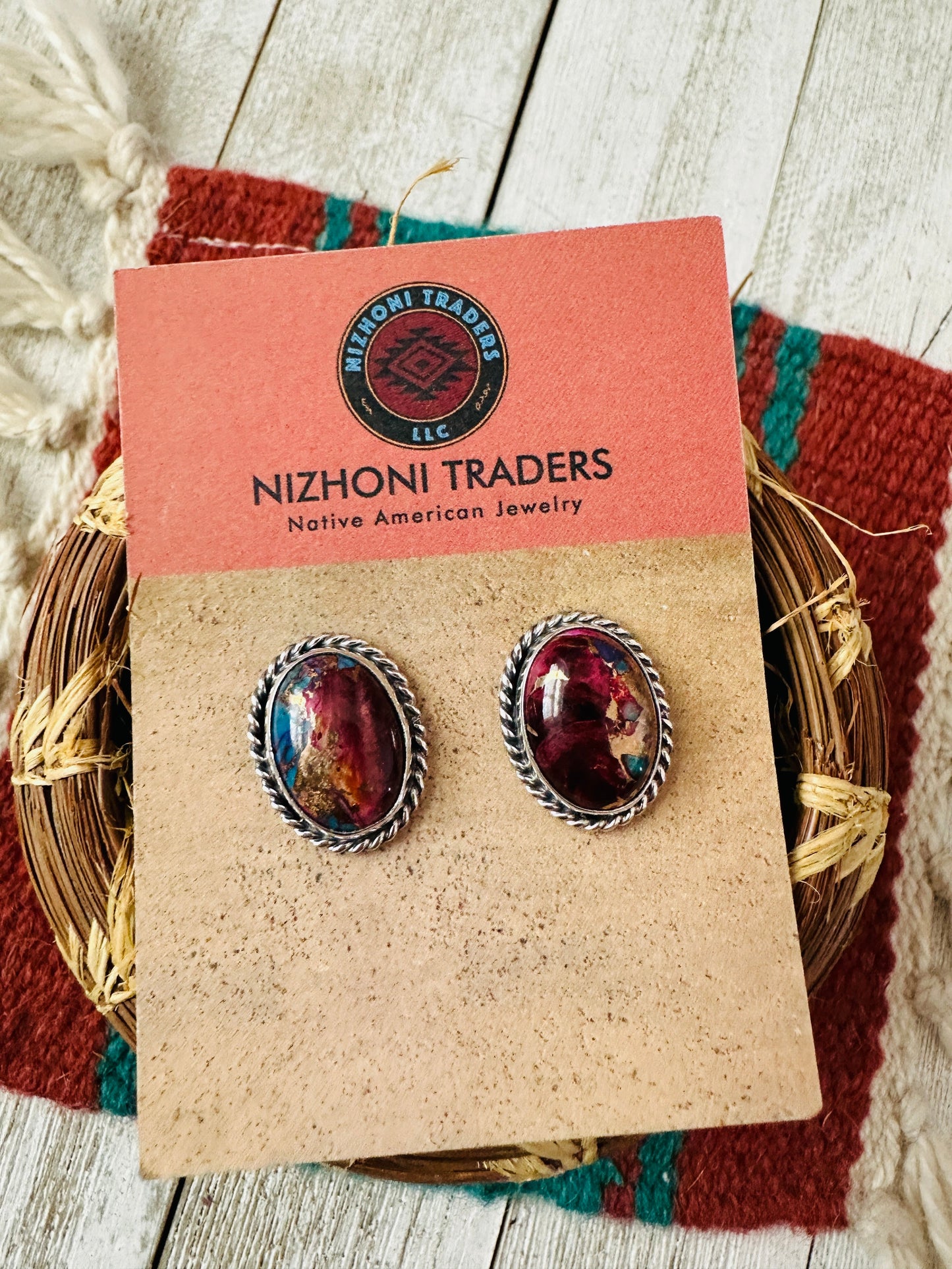 Handcrafted Pink Dream Mojave and Sterling Silver Post Earrings