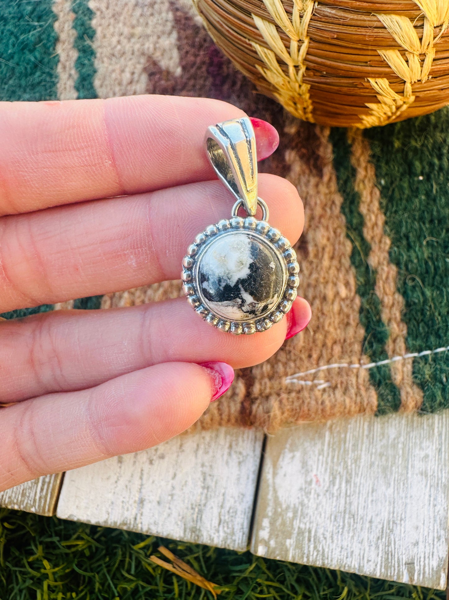 Handcrafted Sterling Silver & White Buffalo Pendant