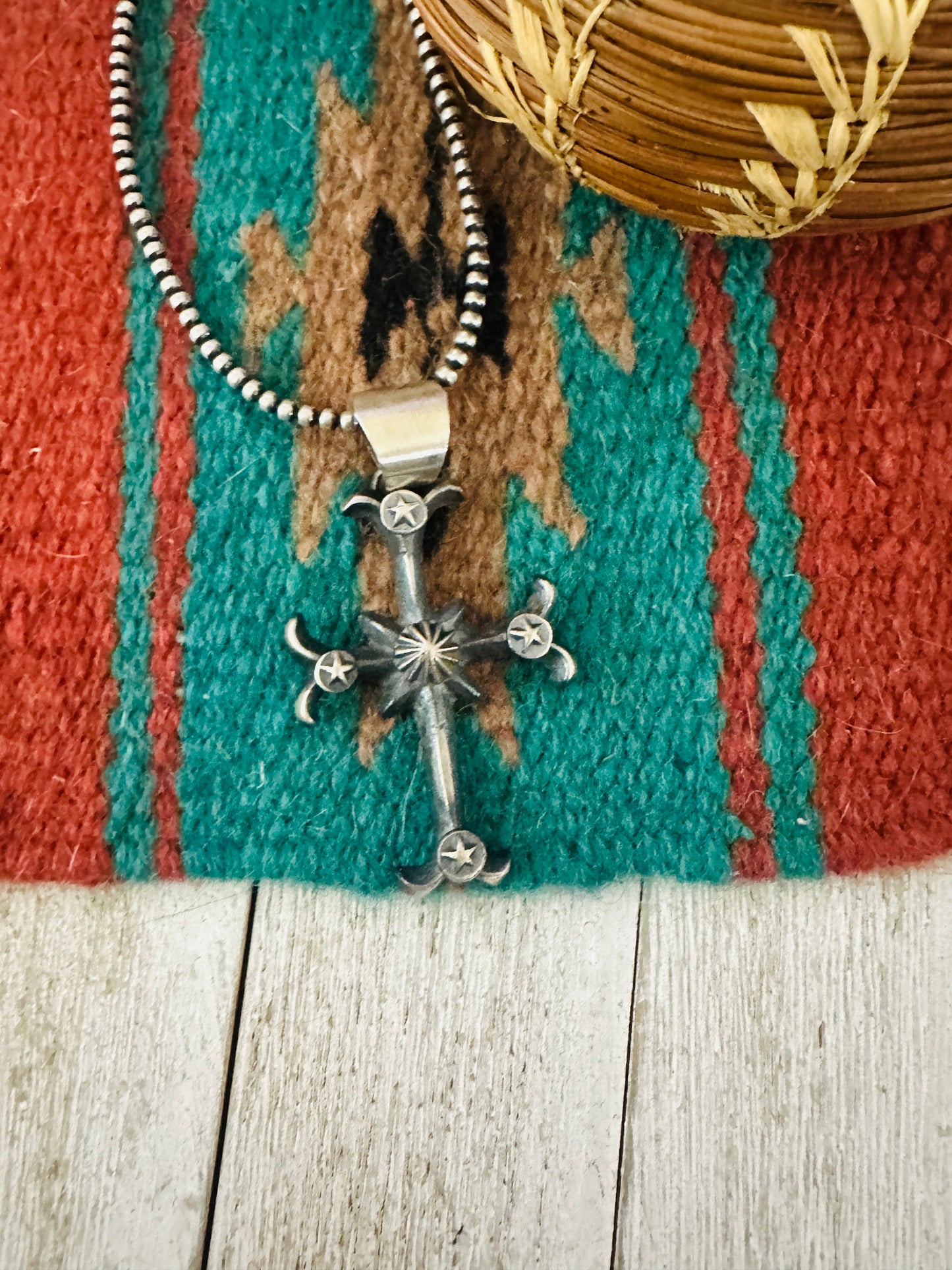 Handcrafted Sterling Silver Cross Concho Pendant by Chimney Butte