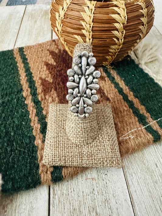 Handcrafted Sterling Silver Adjustable Concho Ring by Leroy James