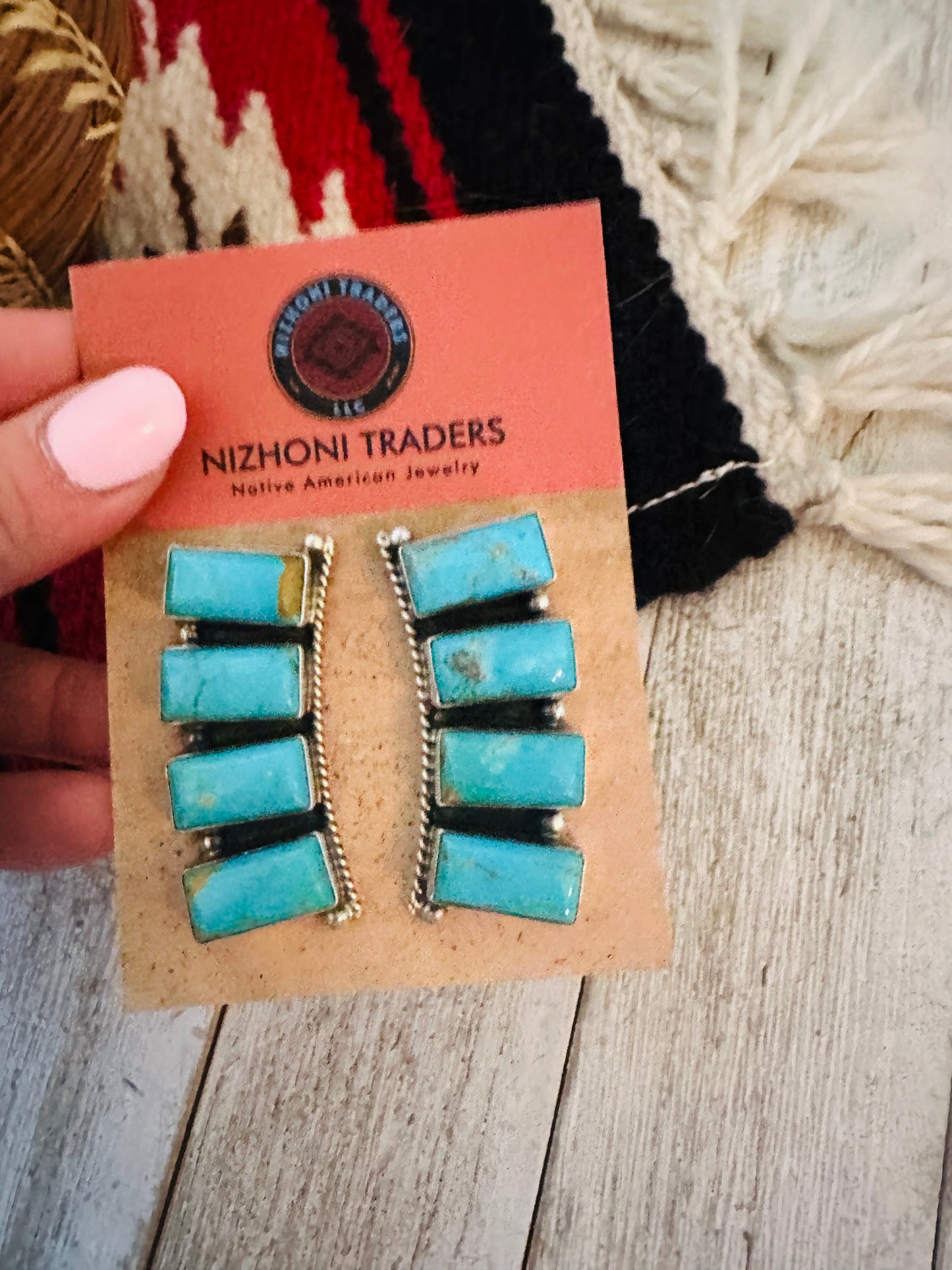 Handcrafted Sterling Silver & Kingman Turquoise Dangle Earrings by Elouise Kee