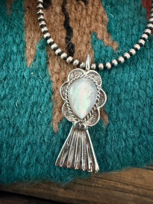 Handcrafted Sterling Silver & Mother of Pearl Blossom Pendant by Joseph Martinez