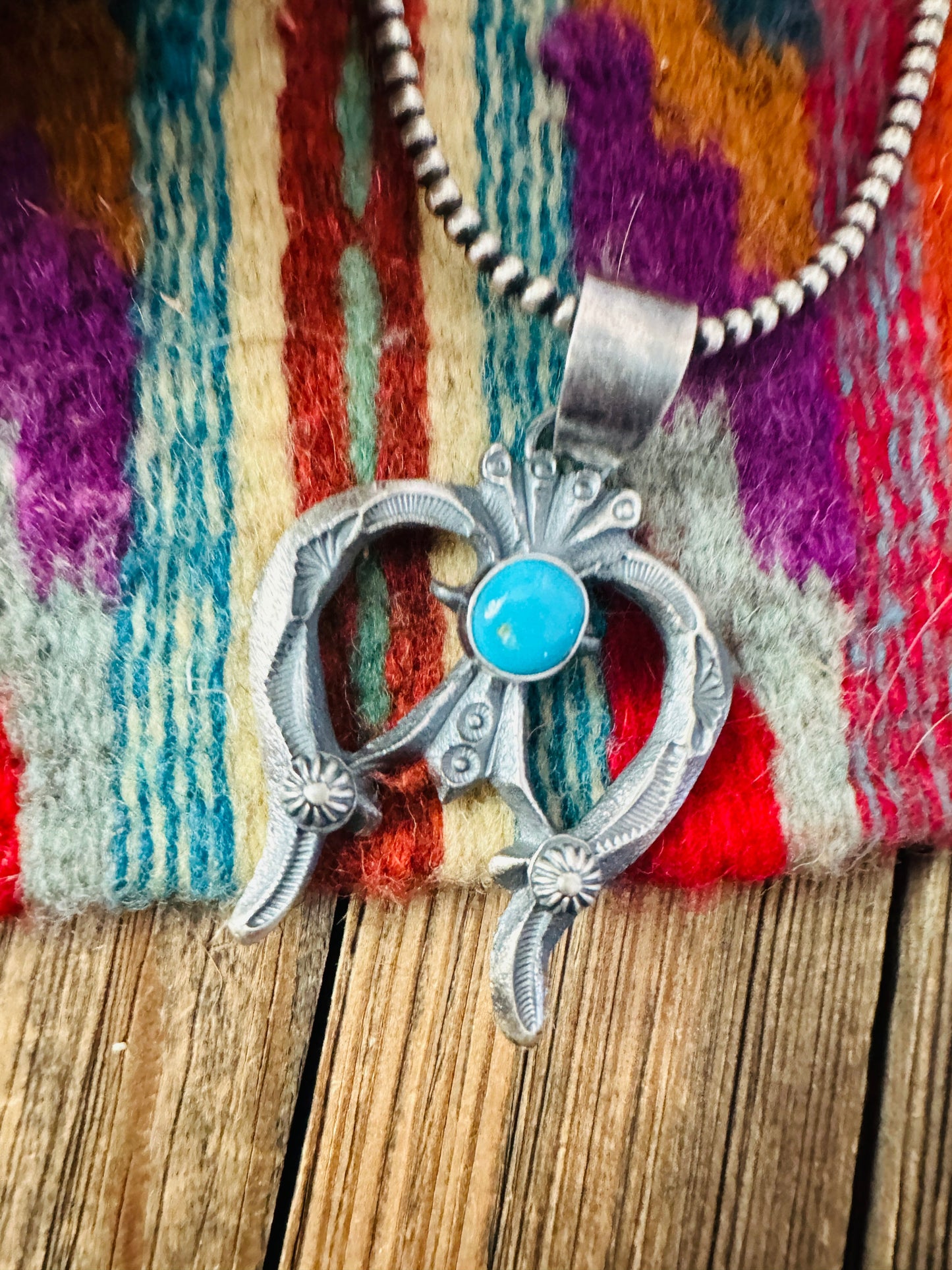 Handcrafted Sterling Silver & Kingman Turquoise Naja Pendant by Kevin Billah