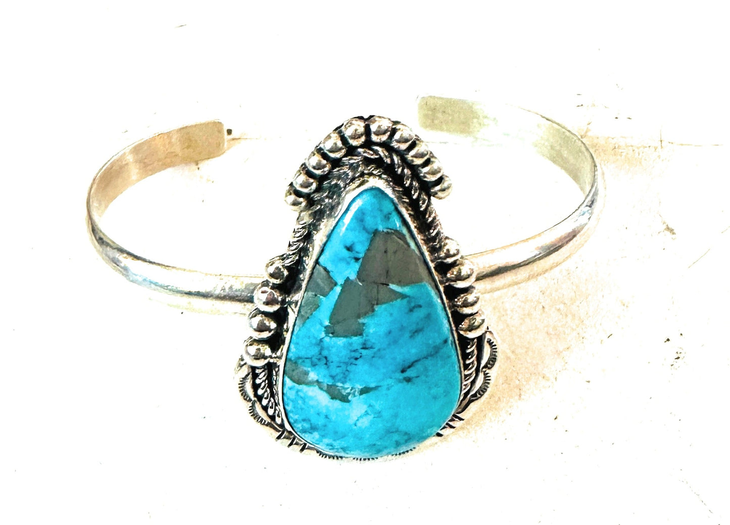 Handcrafted Sterling Silver & Turquoise Cuff Bracelet by Francis Fred