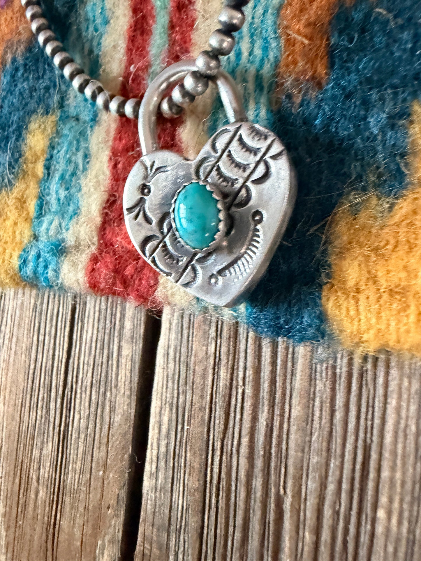 Handcrafted Sterling Silver & Turquoise Heart Locket Pendant