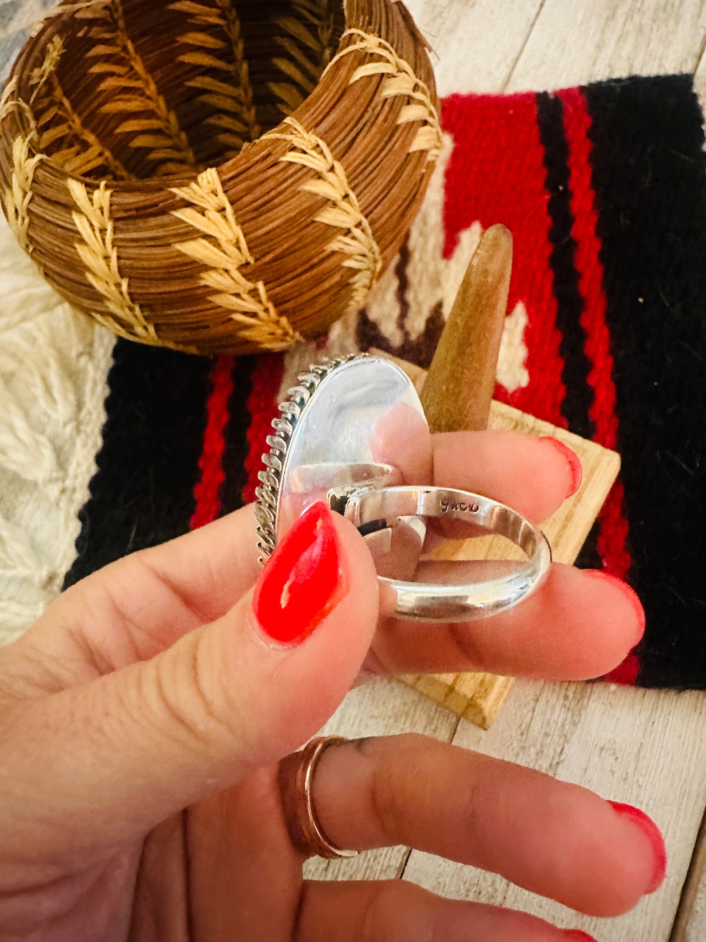Handcrafted Sterling Silver And White Buffalo Adjustable Ring