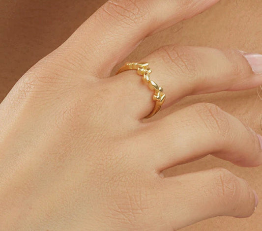 14k Gold Sterling Silver Ivy Band Ring