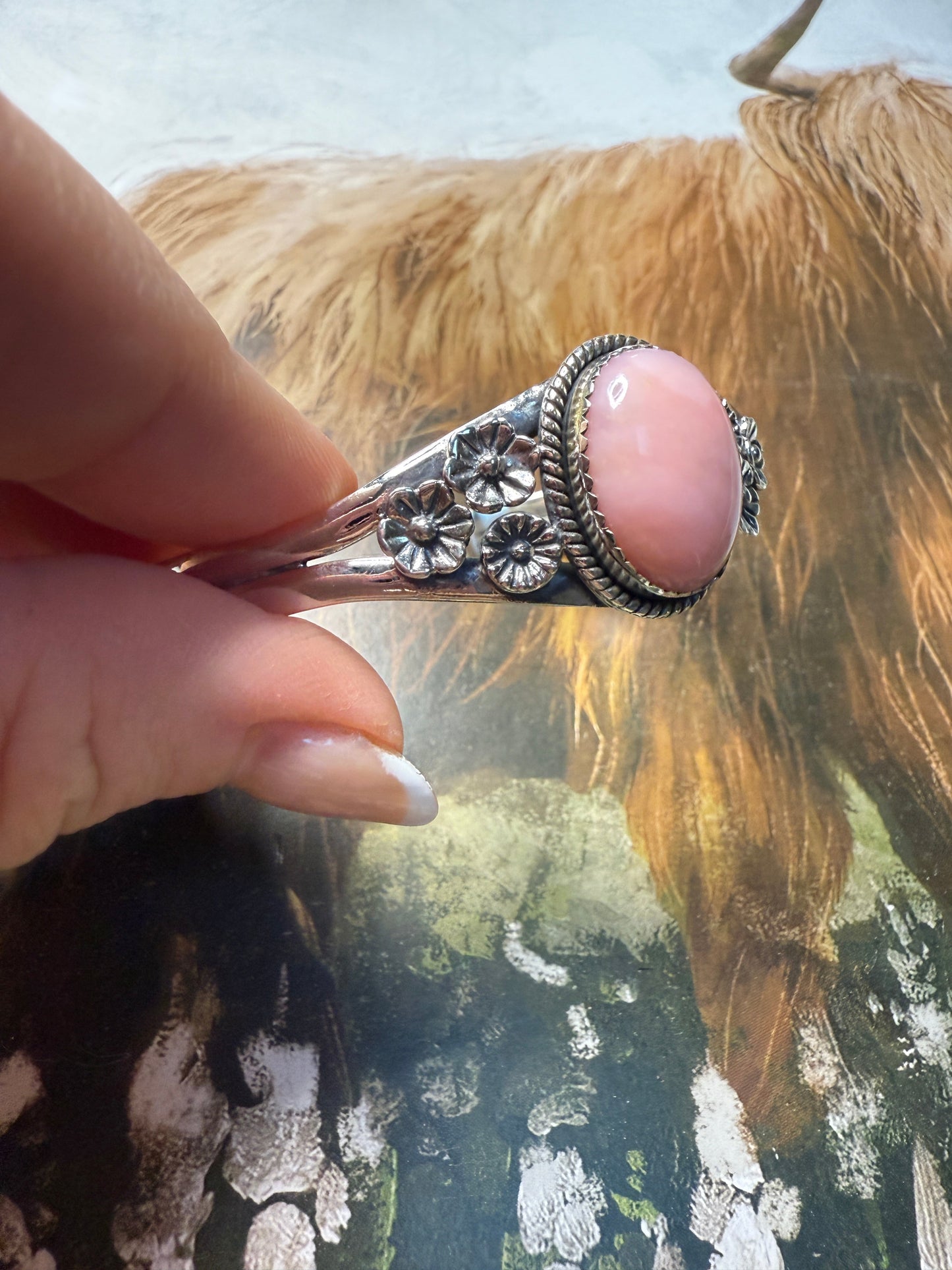 Beautiful Handmade Sterling Silver Pink Conch Cuff