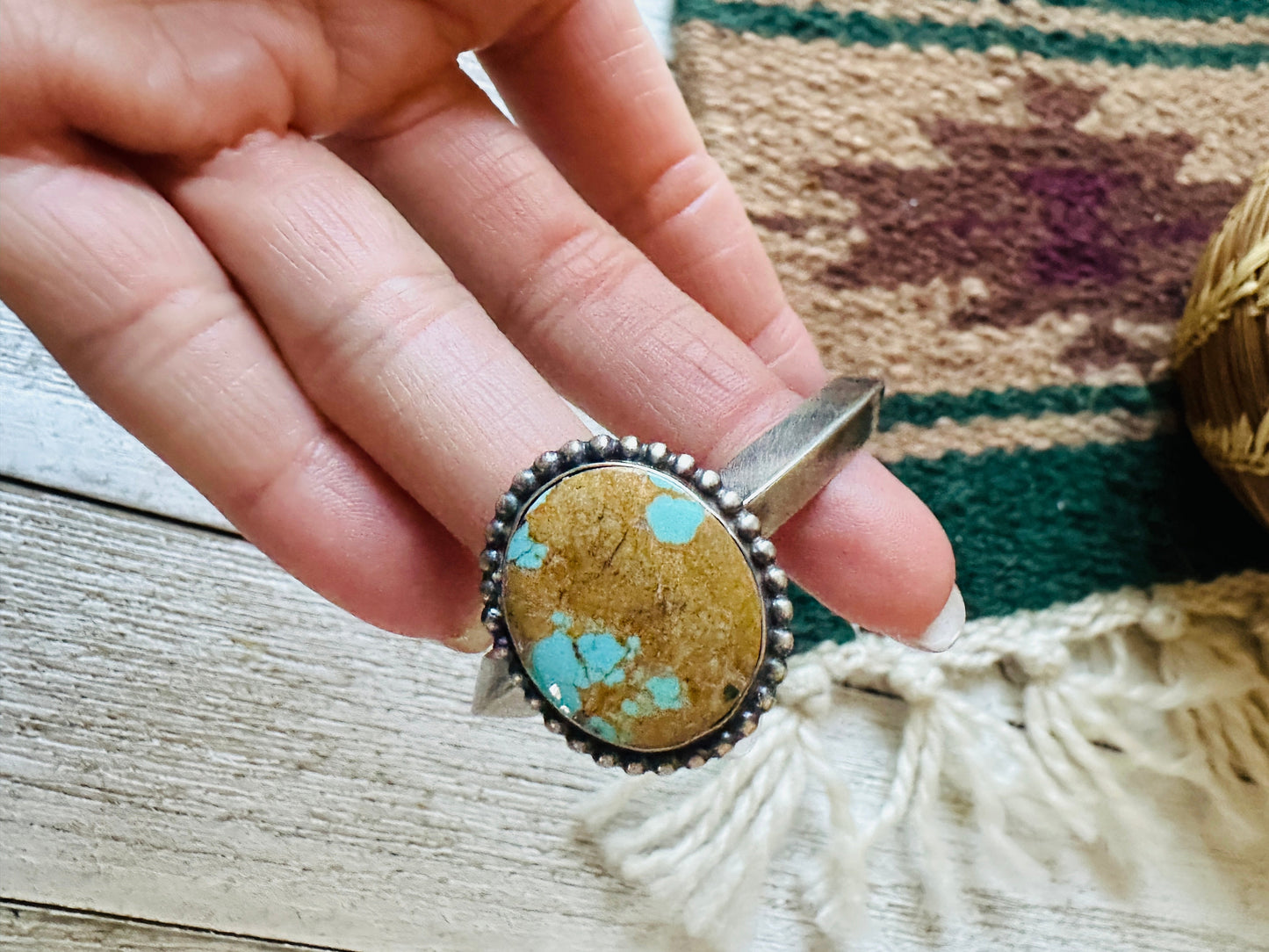 Handcrafted Sterling Silver & Number 8 Turquoise Cuff Bracelet