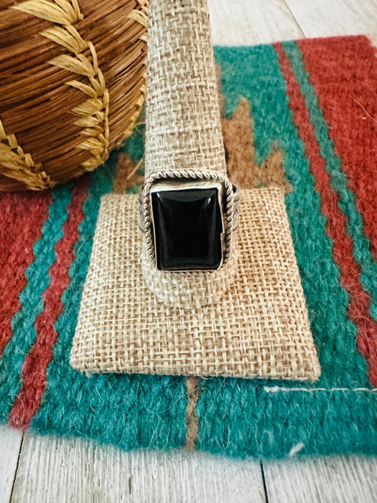 Handcrafted Old Pawn Sterling Silver & Onyx Ring